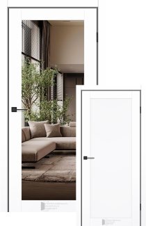 Двері Prestige-10 білий мат з одностороннім дзеркалом