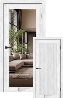 Двері Prestige-10 дуб вайт з одностороннім дзеркалом