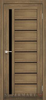 Двері Корфад Venecia Deluxe VND-02 дуб браш скло чорне