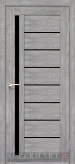 Двері Корфад Venecia Deluxe VND-02 еш вайт скло чорне