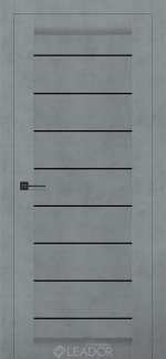 Двері Leador Premium Neapol бетон дарк скло чорне