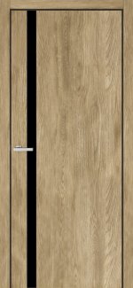 Двері FLAT 02 BG дуб нешвілл скло чорне торці чорні