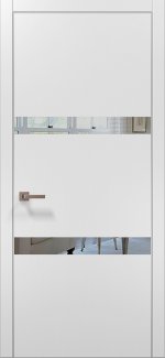 Двері Папа Карло Plato PL-25 білий мат дзеркало торці алюміній срібло