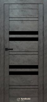 Двері Syndicate Doors SD-143 бетон темний скло чорне