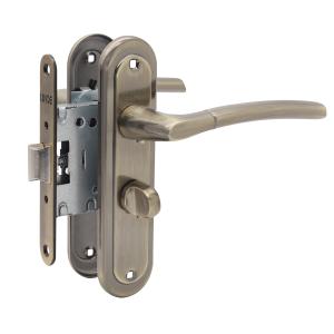 Ручки Linde A-1210 WC (комплект: ручка, замок, фіксатор) AB бронза 
