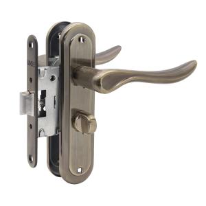 Ручки Linde A-1295 WC (комплект: ручка, замок, фіксатор) AB бронза 